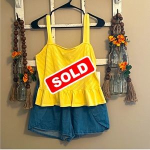 JustFab Yellow Crop Tank-Size Large